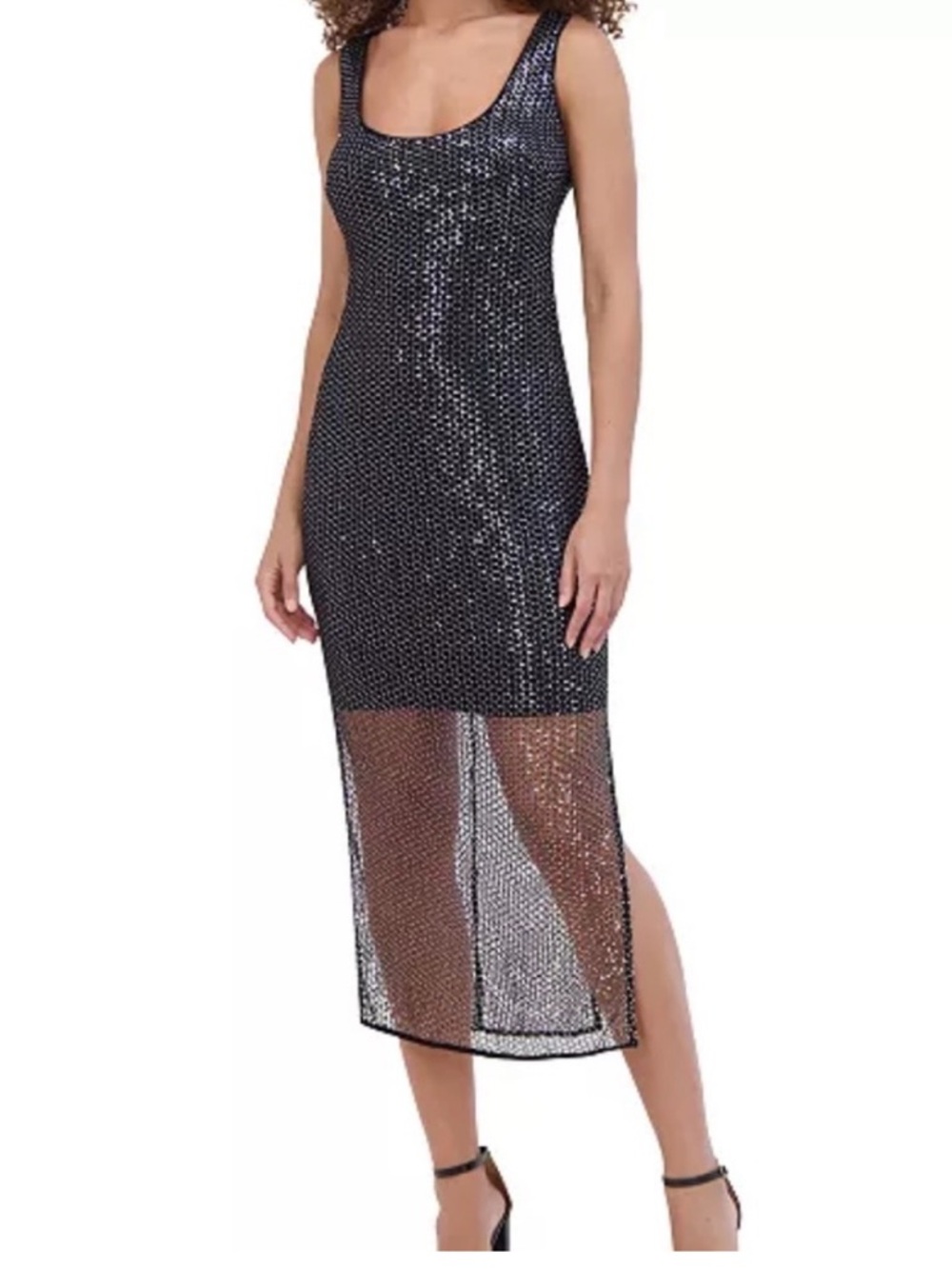 Black Sequin Mesh Cocktail Dress size 6